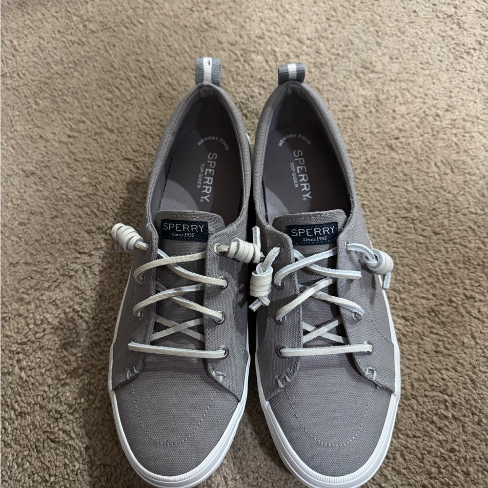 Sperry Gray Canvas Lace-Up Sneakers